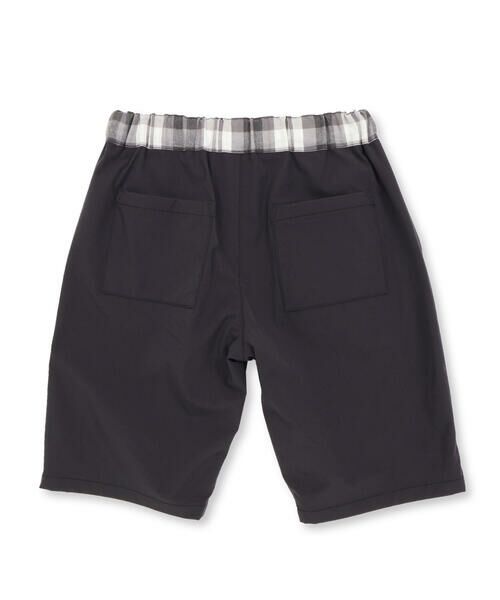 BeBe Petits Pois Vert / ベベ プチ ポワ ヴェール セットアップ | チェック＆無地切り替え半袖シャツ+ハーフパンツセットアップ(95~150cm) | 詳細7