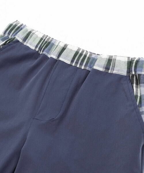 BeBe Petits Pois Vert / ベベ プチ ポワ ヴェール セットアップ | チェック＆無地切り替え半袖シャツ+ハーフパンツセットアップ(95~150cm) | 詳細17