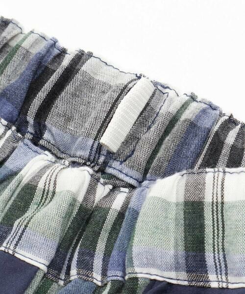 BeBe Petits Pois Vert / ベベ プチ ポワ ヴェール セットアップ | チェック＆無地切り替え半袖シャツ+ハーフパンツセットアップ(95~150cm) | 詳細21