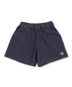 BeBe Petits Pois Vert / ベベ プチ ポワ ヴェール ミニ・ひざ丈スカート | センター切り替えワンポイント刺しゅうデニムキュロットパンツ(95~160cm)