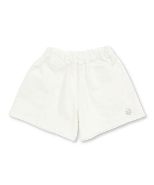 BeBe Petits Pois Vert / ベベ プチ ポワ ヴェール ミニ・ひざ丈スカート | センター切り替えワンポイント刺しゅうデニムキュロットパンツ(95~160cm) | 詳細4