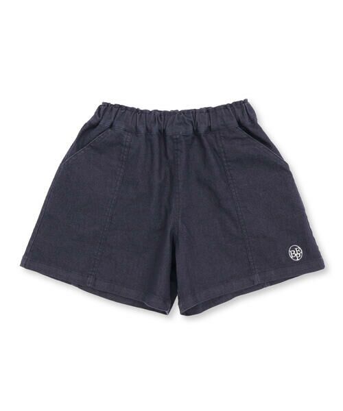 BeBe Petits Pois Vert/ベベ プチ ポワ ヴェール センター切り替えワンポイント刺しゅうデニムキュロットパンツ(95~160cm) ネイビー 110cm BeBe Petits Pois Vert/ベベ プチ ポワ ヴェール センター切り替えワンポイント刺しゅうデニムキュロットパンツ(95~160cm) ネイビー 110cm