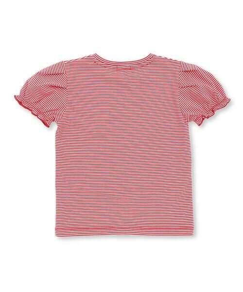 BeBe Petits Pois Vert / ベベ プチ ポワ ヴェール Tシャツ | ベア天竺細ボーダーリボンプリントパフスリーブTシャツ(95~160cm) | 詳細5