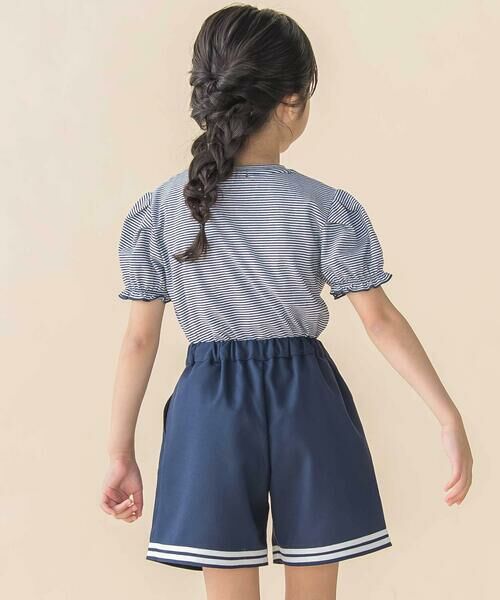 BeBe Petits Pois Vert / ベベ プチ ポワ ヴェール Tシャツ | ベア天竺細ボーダーリボンプリントパフスリーブTシャツ(95~160cm) | 詳細12