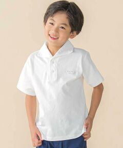 BeBe Petits Pois Vert / ベベ プチ ポワ ヴェール Tシャツ | オープンカラー風鹿の子半袖ポロシャツ(95~150cm)