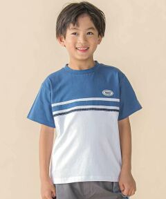 BeBe Petits Pois Vert / ベベ プチ ポワ ヴェール Tシャツ | 天竺バイカラーステッチテープポイント半袖Tシャツ(95~160cm)
