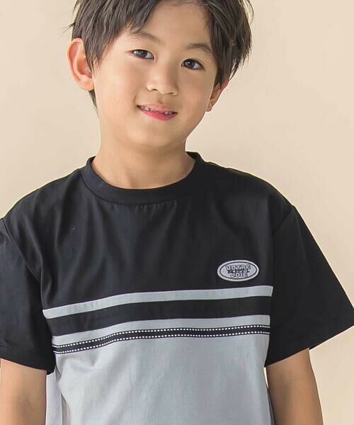 BeBe Petits Pois Vert / ベベ プチ ポワ ヴェール Tシャツ | 天竺バイカラーステッチテープポイント半袖Tシャツ(95~160cm) | 詳細3