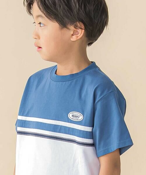 BeBe Petits Pois Vert / ベベ プチ ポワ ヴェール Tシャツ | 天竺バイカラーステッチテープポイント半袖Tシャツ(95~160cm) | 詳細8