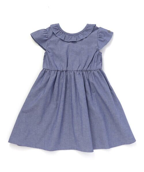 BeBe Petits Pois Vert / ベベ プチ ポワ ヴェール ミニ丈・ひざ丈ワンピース | 【店舗限定】【前後着用可能】ダンガリーフリル襟カシュクールワンピース(95~150cm)<br> | 詳細6