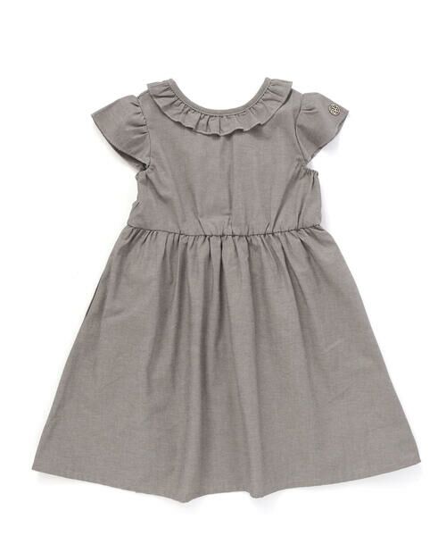 BeBe Petits Pois Vert / ベベ プチ ポワ ヴェール ミニ丈・ひざ丈ワンピース | 【店舗限定】【前後着用可能】ダンガリーフリル襟カシュクールワンピース(95~150cm)<br> | 詳細14