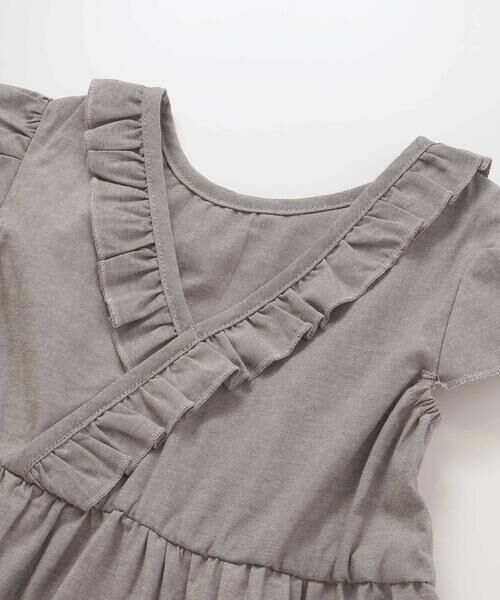 BeBe Petits Pois Vert / ベベ プチ ポワ ヴェール ミニ丈・ひざ丈ワンピース | 【店舗限定】【前後着用可能】ダンガリーフリル襟カシュクールワンピース(95~150cm)<br> | 詳細18