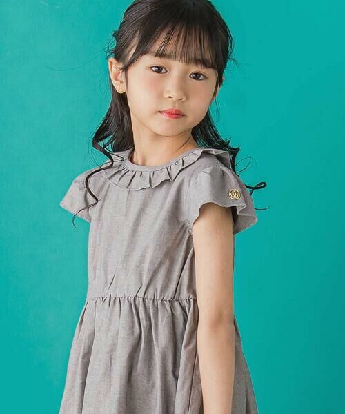 BeBe Petits Pois Vert / ベベ プチ ポワ ヴェール ミニ丈・ひざ丈ワンピース | 【店舗限定】【前後着用可能】ダンガリーフリル襟カシュクールワンピース(95~150cm)<br> | 詳細11