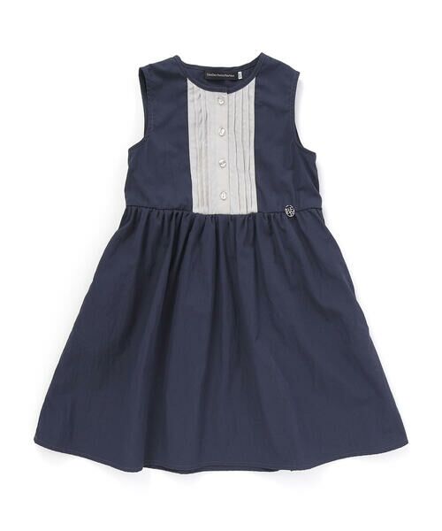 BeBe Petits Pois Vert / ベベ プチ ポワ ヴェール ミニ丈・ひざ丈ワンピース | 【店舗限定】配色フロントタックノースリーブワンピース(95~150cm)<br> | 詳細1
