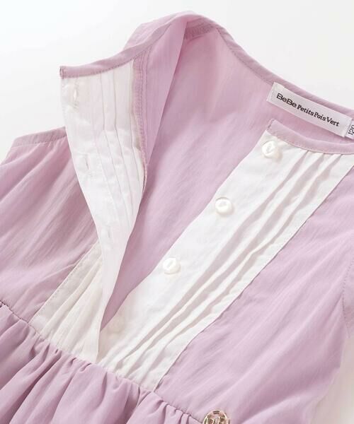 BeBe Petits Pois Vert / ベベ プチ ポワ ヴェール ミニ丈・ひざ丈ワンピース | 【店舗限定】配色フロントタックノースリーブワンピース(95~150cm)<br> | 詳細10