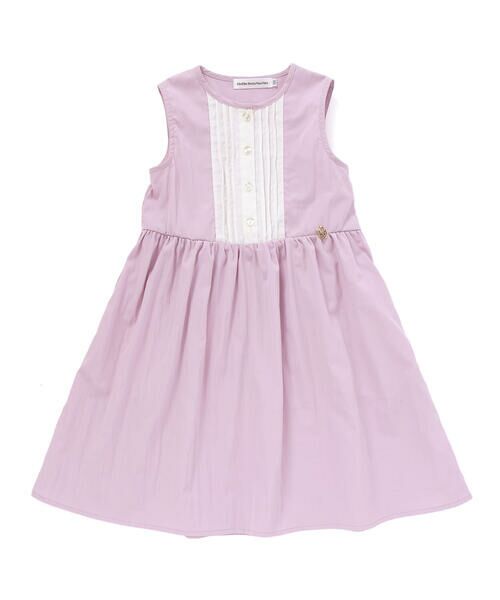 BeBe Petits Pois Vert / ベベ プチ ポワ ヴェール ミニ丈・ひざ丈ワンピース | 【店舗限定】配色フロントタックノースリーブワンピース(95~150cm)<br> | 詳細7