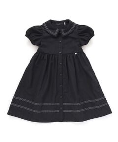 BeBe Petits Pois Vert / ベベ プチ ポワ ヴェール ミニ丈・ひざ丈ワンピース | 【店舗限定】ライン襟付き前開きパフスリーブワンピース(95~150cm)<br>