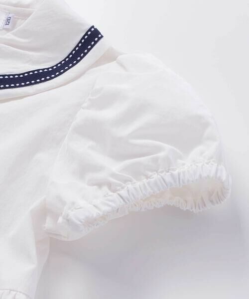 BeBe Petits Pois Vert / ベベ プチ ポワ ヴェール ミニ丈・ひざ丈ワンピース | 【店舗限定】ライン襟付き前開きパフスリーブワンピース(95~150cm)<br> | 詳細8