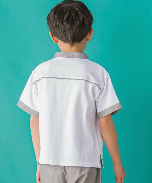 BeBe Petits Pois Vert / ベベ プチ ポワ ヴェール シャツ・ブラウス | 【店舗限定】カノコ+ダンガリー配色シャツ+ハーフパンツセット(95~150cm)<br> | 詳細3