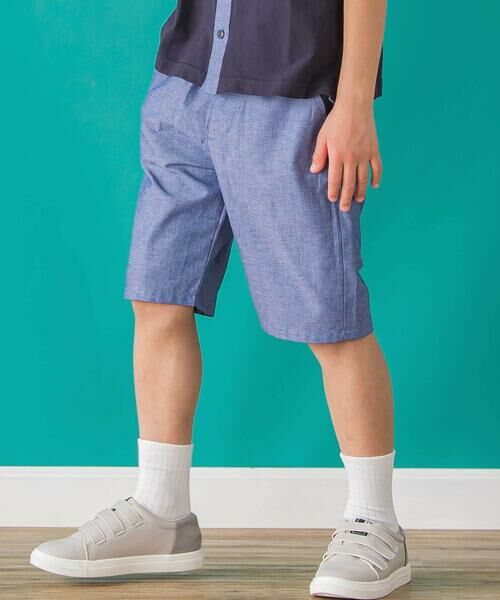 BeBe Petits Pois Vert / ベベ プチ ポワ ヴェール シャツ・ブラウス | 【店舗限定】カノコ+ダンガリー配色シャツ+ハーフパンツセット(95~150cm)<br> | 詳細10