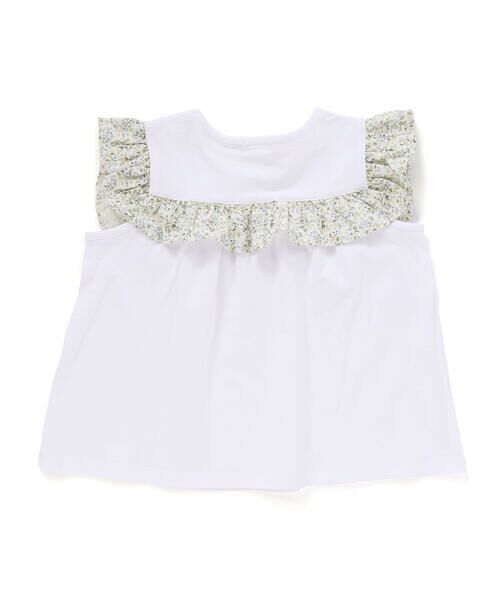 BeBe Petits Pois Vert / ベベ プチ ポワ ヴェール セットアップ | 【店舗限定】花柄スクエアフリルチュニック+ショートパンツセット(95~150cm)<br> | 詳細2