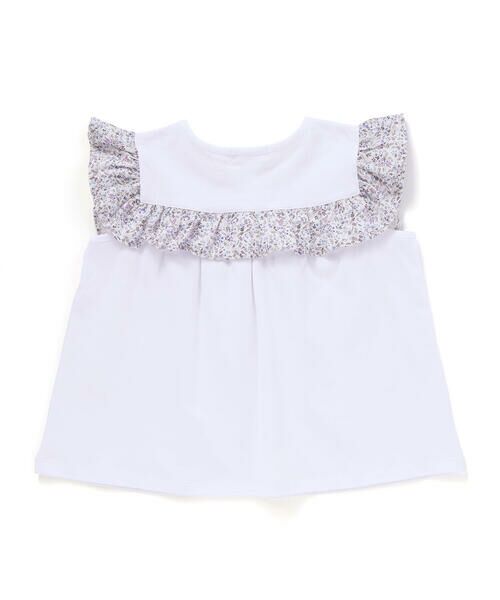 BeBe Petits Pois Vert / ベベ プチ ポワ ヴェール セットアップ | 【店舗限定】花柄スクエアフリルチュニック+ショートパンツセット(95~150cm)<br> | 詳細11