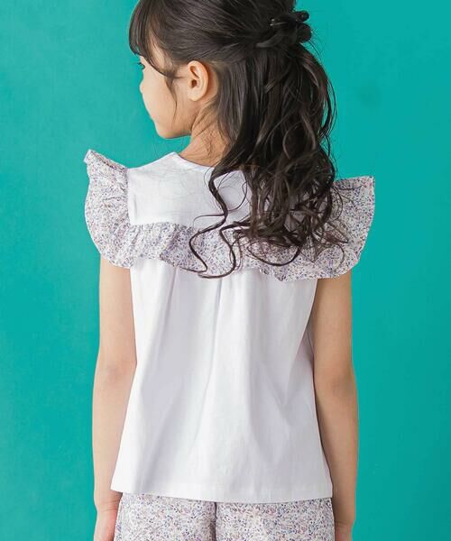 BeBe Petits Pois Vert / ベベ プチ ポワ ヴェール セットアップ | 【店舗限定】花柄スクエアフリルチュニック+ショートパンツセット(95~150cm)<br> | 詳細9