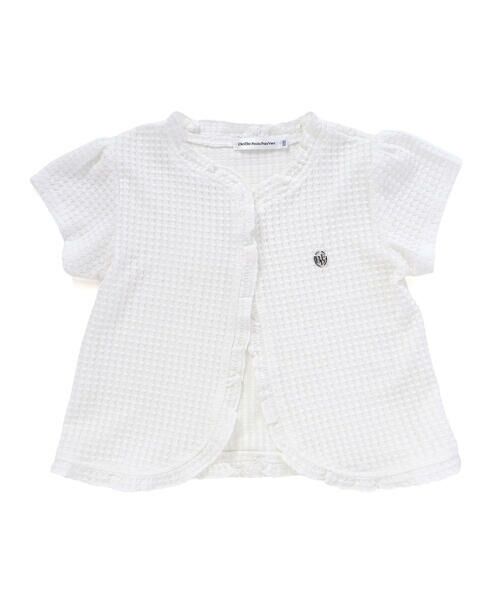 BeBe Petits Pois Vert / ベベ プチ ポワ ヴェール カーディガン・ボレロ | 【店舗限定】格子編みカットソーフリル半袖ボレロ(95~150cm)<br> | 詳細7