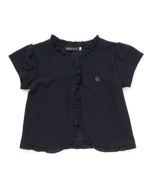 BeBe Petits Pois Vert / ベベ プチ ポワ ヴェール カーディガン・ボレロ | 【店舗限定】格子編みカットソーフリル半袖ボレロ(95~150cm)<br> | 詳細15