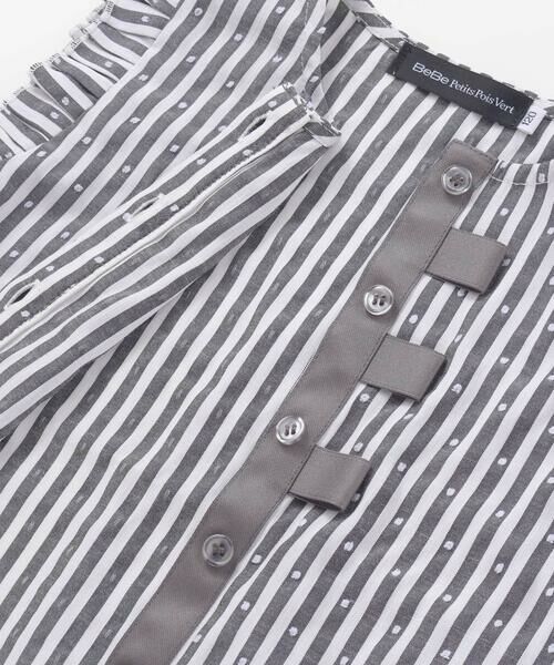 BeBe Petits Pois Vert / ベベ プチ ポワ ヴェール シャツ・ブラウス | 【店舗限定】ドビードットストライプノースリーブブラウス(95~150cm)<br> | 詳細11