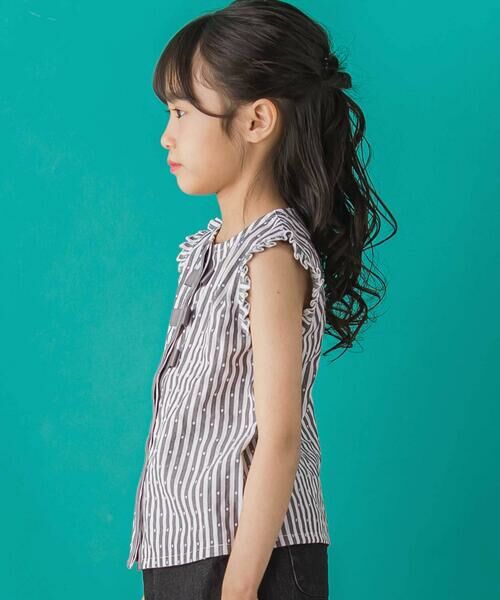 BeBe Petits Pois Vert / ベベ プチ ポワ ヴェール シャツ・ブラウス | 【店舗限定】ドビードットストライプノースリーブブラウス(95~150cm)<br> | 詳細3