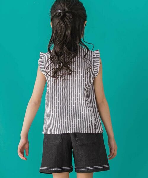 BeBe Petits Pois Vert / ベベ プチ ポワ ヴェール シャツ・ブラウス | 【店舗限定】ドビードットストライプノースリーブブラウス(95~150cm)<br> | 詳細4