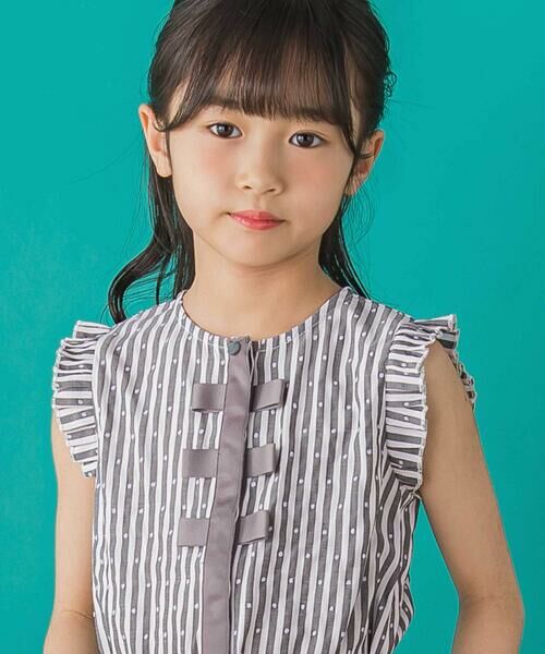 BeBe Petits Pois Vert / ベベ プチ ポワ ヴェール シャツ・ブラウス | 【店舗限定】ドビードットストライプノースリーブブラウス(95~150cm)<br> | 詳細5