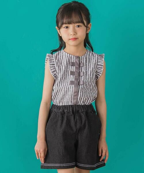 BeBe Petits Pois Vert / ベベ プチ ポワ ヴェール シャツ・ブラウス | 【店舗限定】ドビードットストライプノースリーブブラウス(95~150cm)<br> | 詳細6