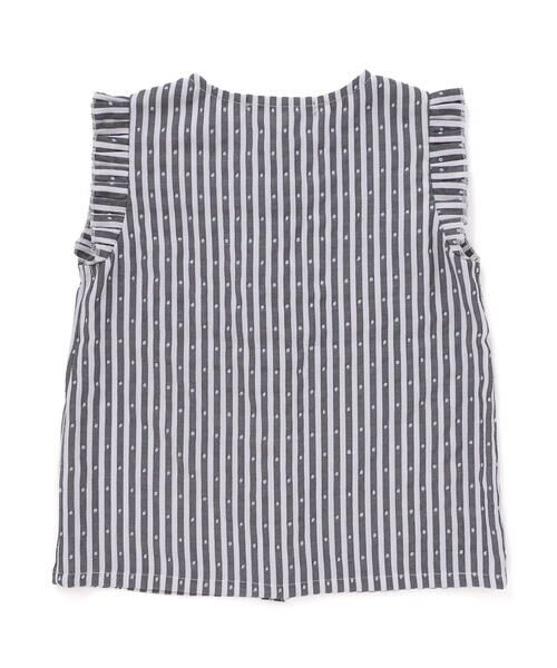 BeBe Petits Pois Vert / ベベ プチ ポワ ヴェール シャツ・ブラウス | 【店舗限定】ドビードットストライプノースリーブブラウス(95~150cm)<br> | 詳細8