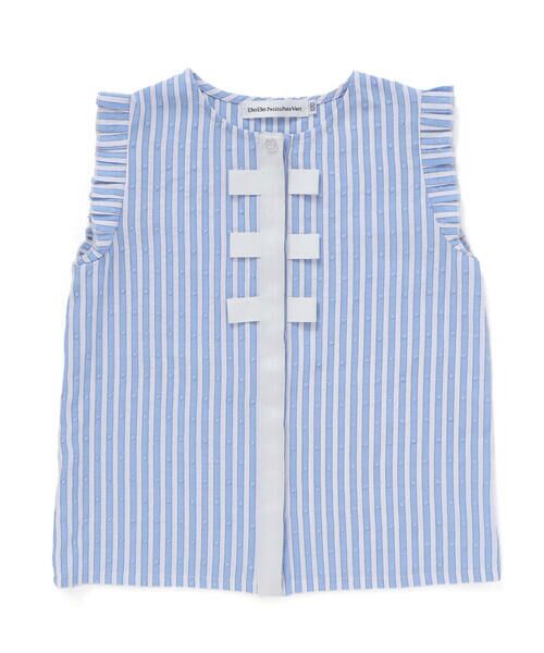 BeBe Petits Pois Vert / ベベ プチ ポワ ヴェール シャツ・ブラウス | 【店舗限定】ドビードットストライプノースリーブブラウス(95~150cm)<br> | 詳細15