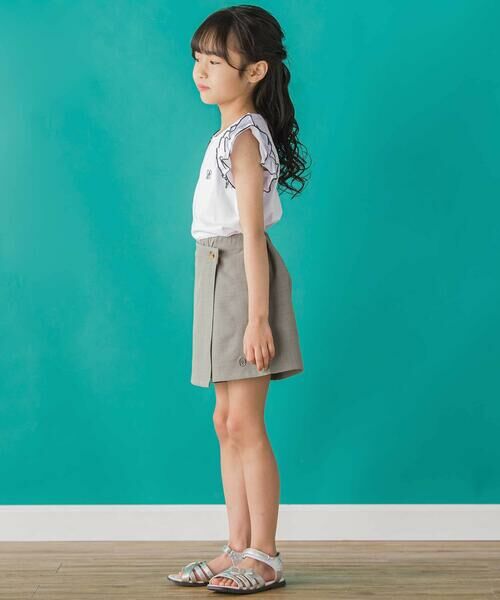 BeBe Petits Pois Vert / ベベ プチ ポワ ヴェール ショート・ハーフ・半端丈パンツ | 【店舗限定】ラップスカート風キュロットパンツ(95~150cm)<br> | 詳細5