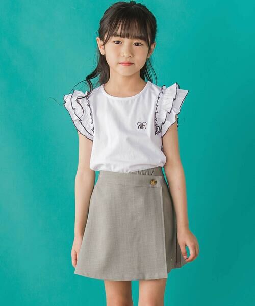 BeBe Petits Pois Vert / ベベ プチ ポワ ヴェール ショート・ハーフ・半端丈パンツ | 【店舗限定】ラップスカート風キュロットパンツ(95~150cm)<br> | 詳細6