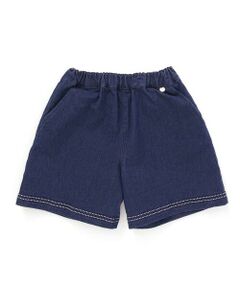BeBe Petits Pois Vert / ベベ プチ ポワ ヴェール ショート・ハーフ・半端丈パンツ | 【店舗限定】裾ステッチリボンデニムショートパンツ(95~160cm)