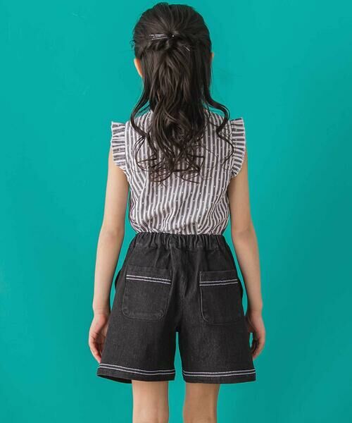 BeBe Petits Pois Vert / ベベ プチ ポワ ヴェール ショート・ハーフ・半端丈パンツ | 【店舗限定】裾ステッチリボンデニムショートパンツ(95~160cm) | 詳細2