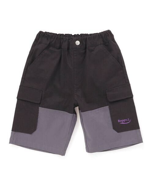 BeBe Petits Pois Vert / ベベ プチ ポワ ヴェール ショート・ハーフ・半端丈パンツ | 【店舗限定】バイカラーカーゴポケットハーフパンツ(95~150cm)<br> | 詳細4