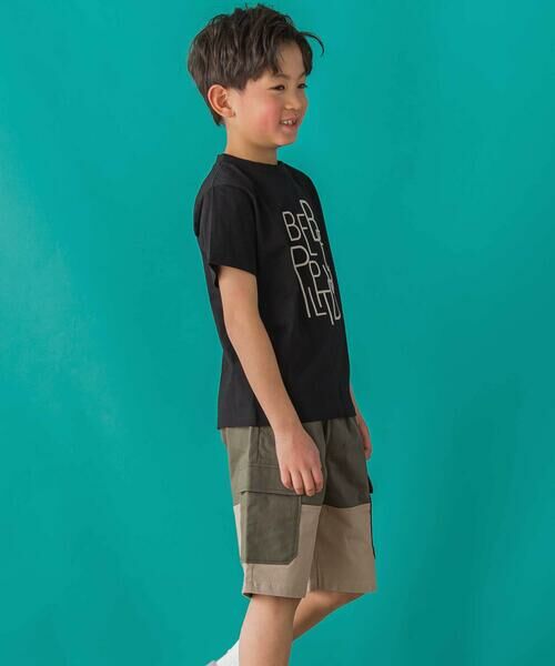 BeBe Petits Pois Vert / ベベ プチ ポワ ヴェール ショート・ハーフ・半端丈パンツ | 【店舗限定】バイカラーカーゴポケットハーフパンツ(95~150cm)<br> | 詳細7