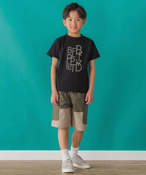 BeBe Petits Pois Vert / ベベ プチ ポワ ヴェール ショート・ハーフ・半端丈パンツ | 【店舗限定】バイカラーカーゴポケットハーフパンツ(95~150cm)<br> | 詳細8