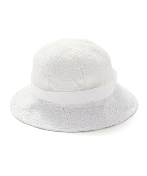 BeBe Petits Pois Vert / ベベ プチ ポワ ヴェール ハット | 【店舗限定】【お揃い】花綿レースハット(52~56cm)（ホワイト）