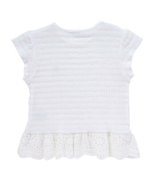 BeBe Petits Pois Vert / ベベ プチ ポワ ヴェール Tシャツ | 【店舗限定】シャーリング裾レーストップス(95~160cm)<br> | 詳細2