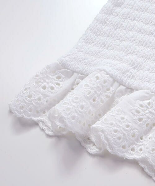 BeBe Petits Pois Vert / ベベ プチ ポワ ヴェール Tシャツ | 【店舗限定】シャーリング裾レーストップス(95~160cm)<br> | 詳細6