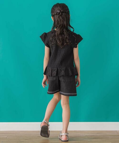 BeBe Petits Pois Vert / ベベ プチ ポワ ヴェール Tシャツ | 【店舗限定】シャーリング裾レーストップス(95~160cm)<br> | 詳細10