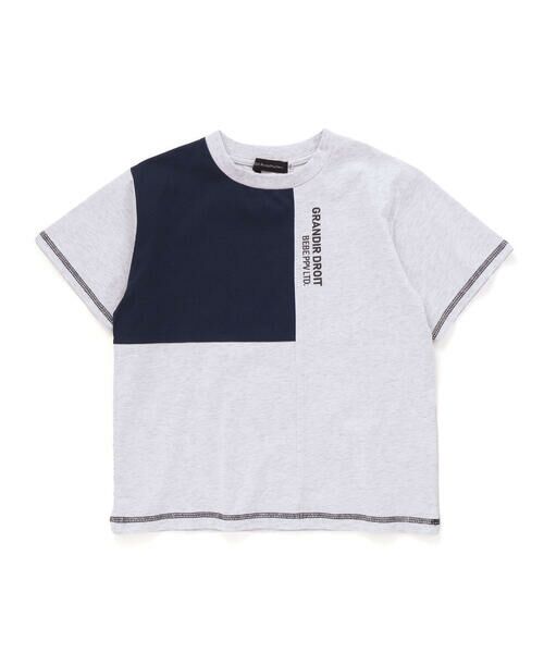 BeBe Petits Pois Vert / ベベ プチ ポワ ヴェール Tシャツ | 【店舗限定】アシメトリー配色ロゴプリント天竺半袖Tシャツ(95~150cm) | 詳細5