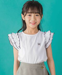 BeBe Petits Pois Vert / ベベ プチ ポワ ヴェール Tシャツ | 【店舗限定】フリルレイヤードノースリーブTシャツ(95~150cm)