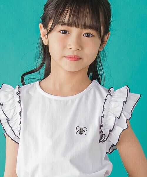 BeBe Petits Pois Vert / ベベ プチ ポワ ヴェール Tシャツ | 【店舗限定】フリルレイヤードノースリーブTシャツ(95~150cm) | 詳細2