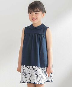 BeBe Petits Pois Vert / ベベ プチ ポワ ヴェール ミニ丈・ひざ丈ワンピース | 裾レース襟付きワンピース(95~150cm)